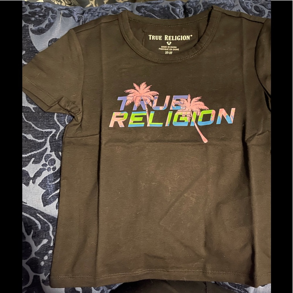 True Religion Girls Palm Tree Logo Tee NWT